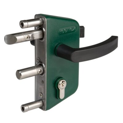 Jalgvärava lukk LAKZ P1, □ 40 mm raamile, RAL 6005 plastkorpus, käepide P